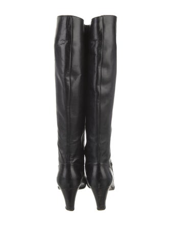 Salvatore Ferragamo Gancini Logo Leather Riding Boots
