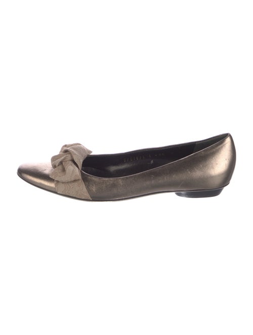 Salvatore Ferragamo Leather Bow Accents Flats