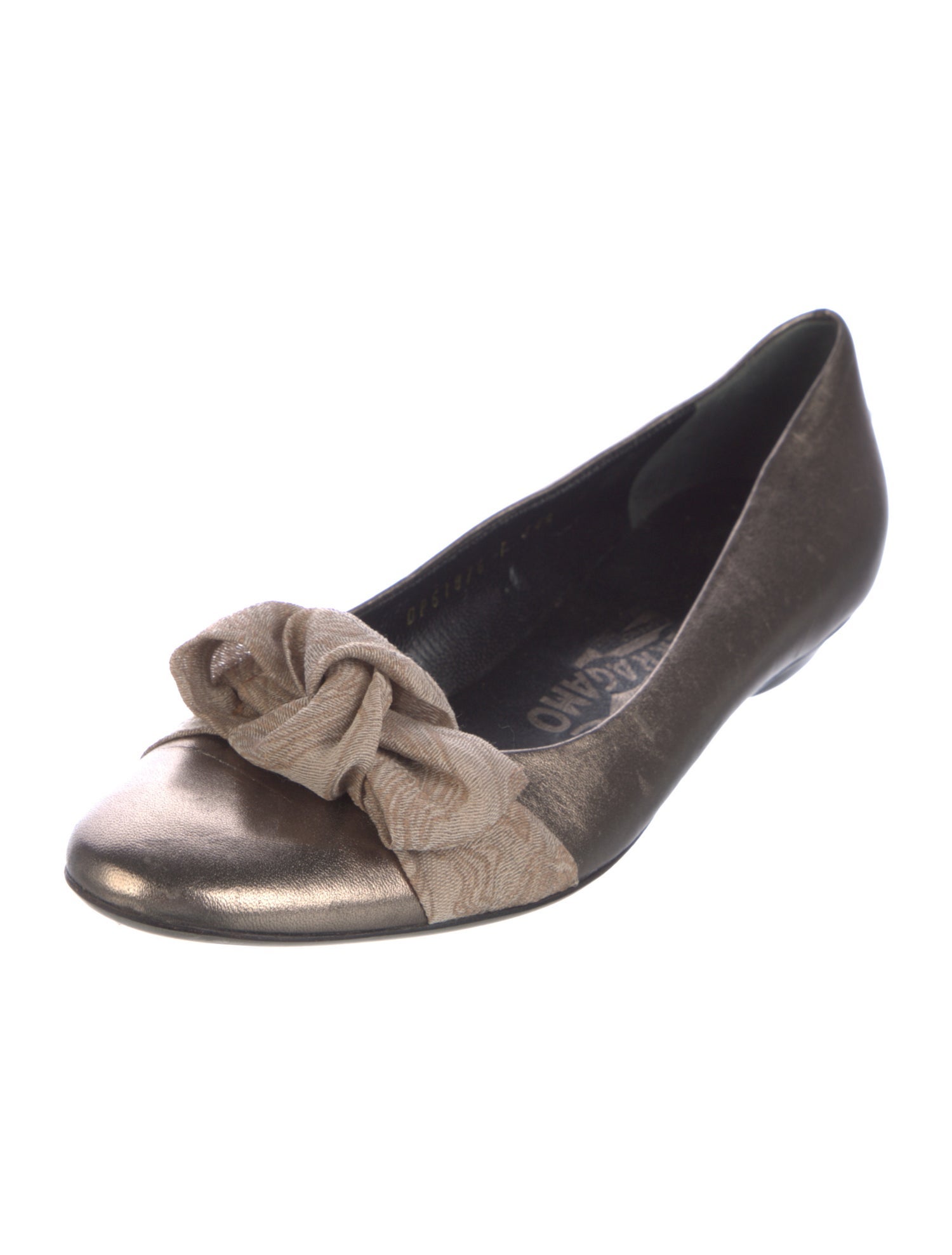 Salvatore Ferragamo Leather Bow Accents Flats