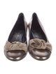 Salvatore Ferragamo Leather Bow Accents Flats