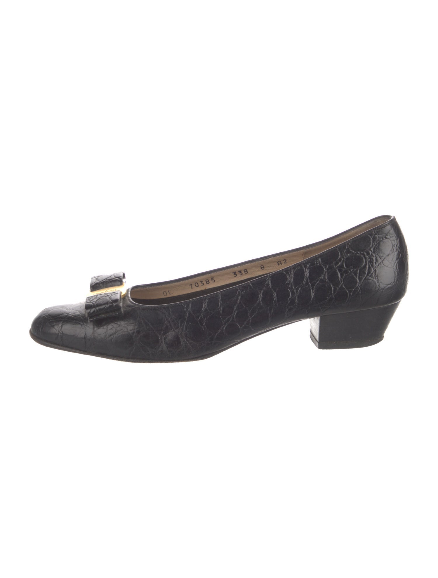 Salvatore Ferragamo Leather Bow Accents Ballet Flats