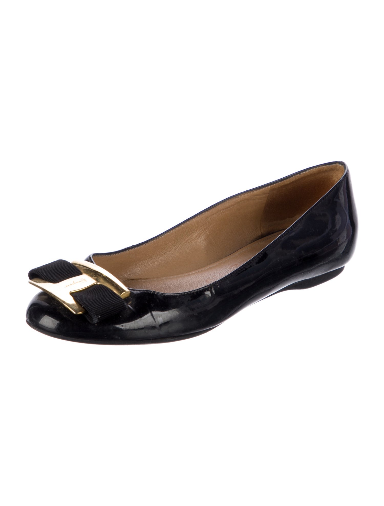 Salvatore Ferragamo Vara Bow Accent Patent Leather Ballet Flats