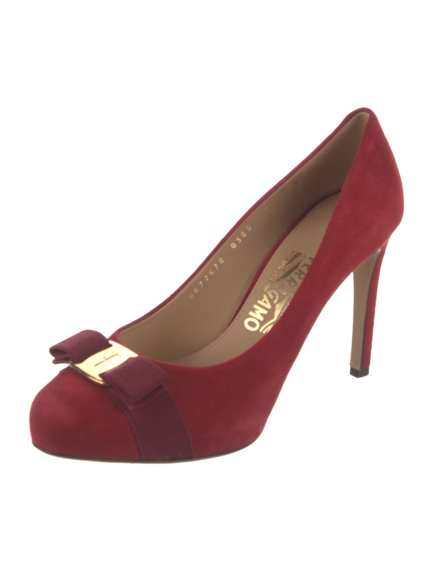Salvatore Ferragamo Vara Bow Accent Suede Pumps
