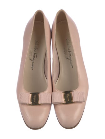 Salvatore Ferragamo Leather Bow Accents Flats