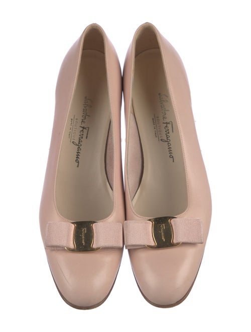 Salvatore Ferragamo Leather Bow Accents Flats