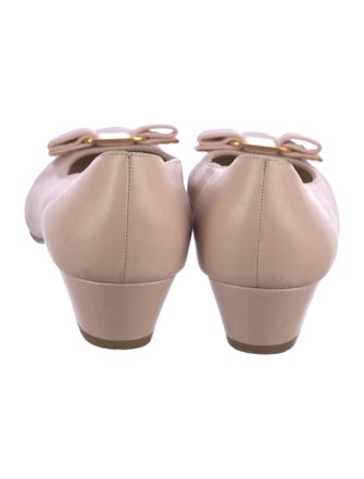 Salvatore Ferragamo Leather Bow Accents Flats