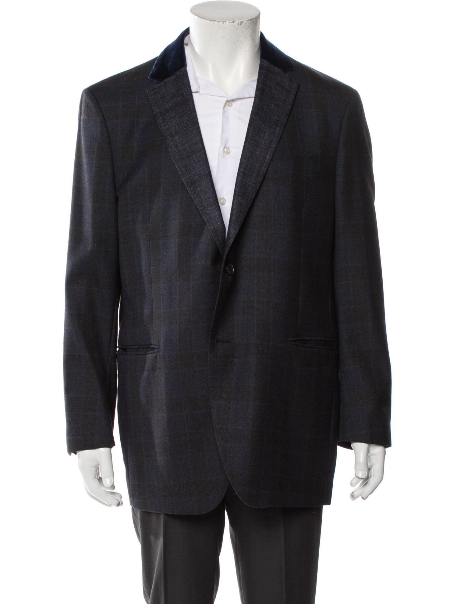 Salvatore Ferragamo Wool Plaid Print Blazer