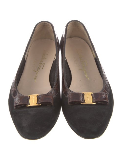 Salvatore Ferragamo Vara Bow Accent Suede Ballet Flats