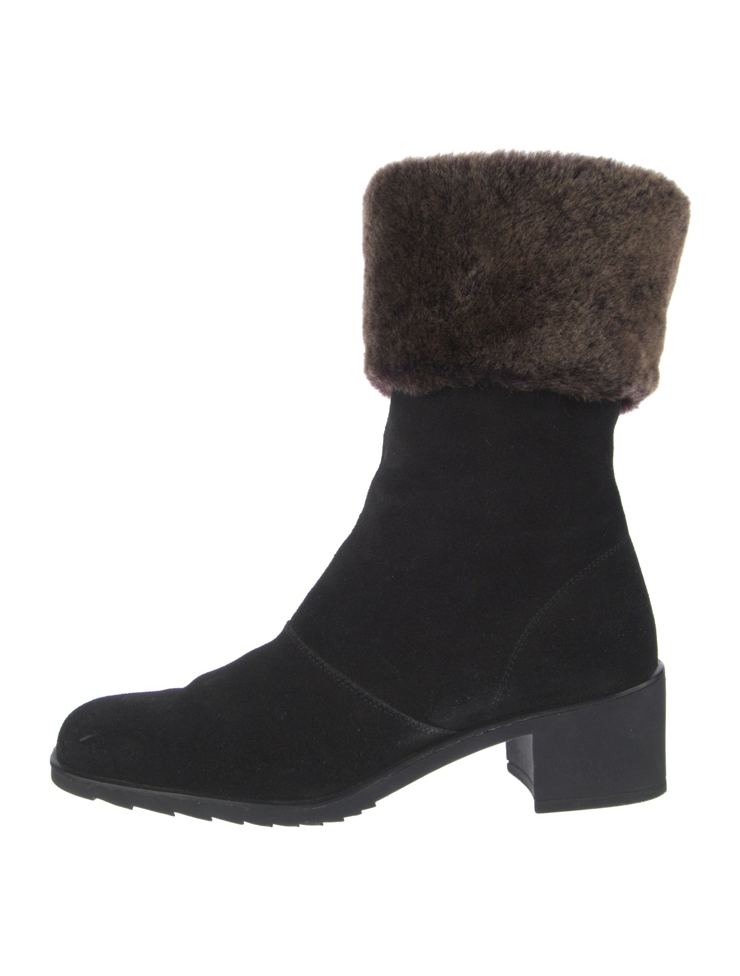 Salvatore Ferragamo Suede Faux Fur Trim Sock Boots
