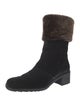 Salvatore Ferragamo Suede Faux Fur Trim Sock Boots