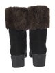 Salvatore Ferragamo Suede Faux Fur Trim Sock Boots