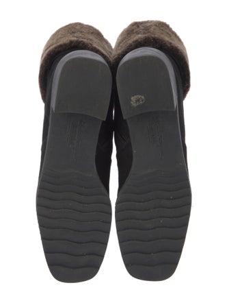 Salvatore Ferragamo Suede Faux Fur Trim Sock Boots