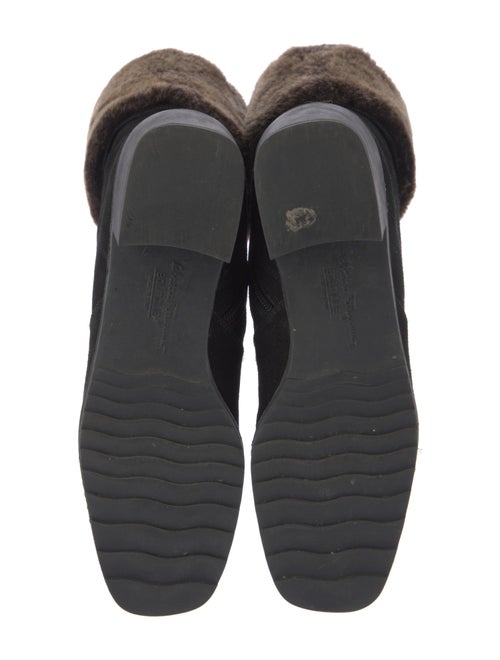 Salvatore Ferragamo Suede Faux Fur Trim Sock Boots