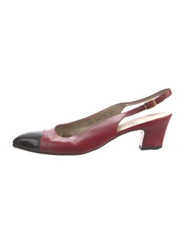 Salvatore Ferragamo Pumps Leather Colorblock Pattern Slingback 10