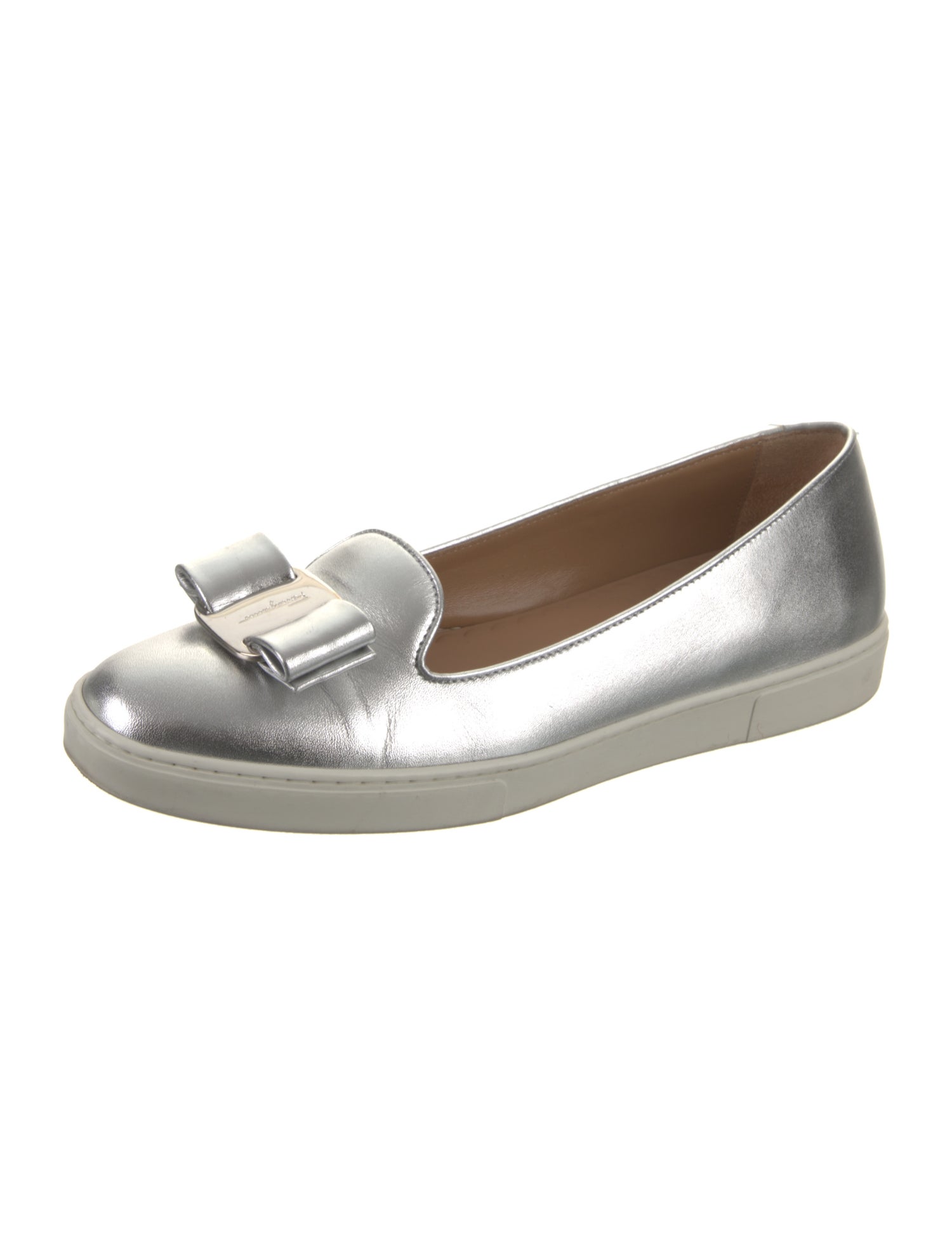 Salvatore Ferragamo Leather Bow Accents Sneakers