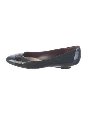 Salvatore Ferragamo Patent Leather Grosgrain Trim Flats