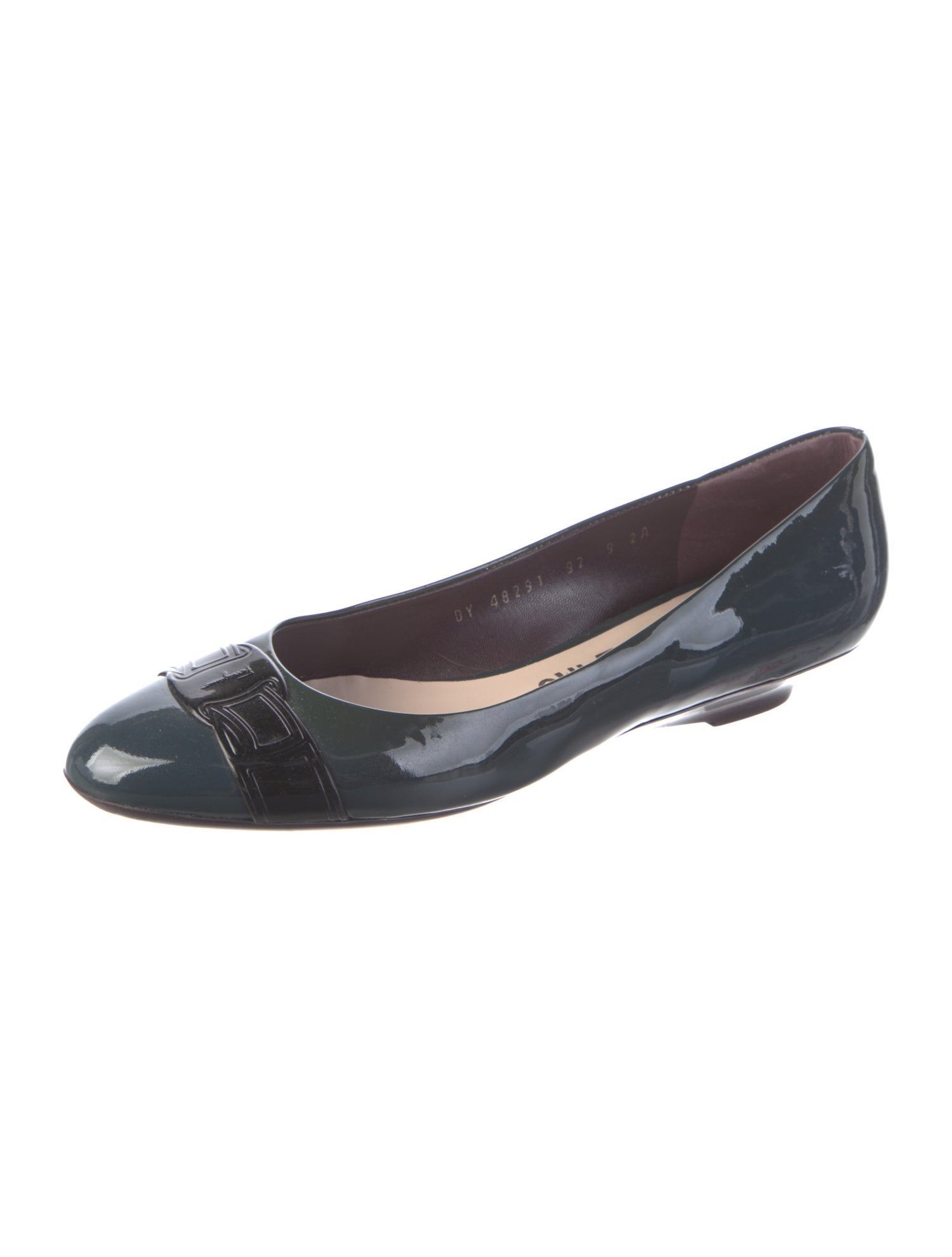 Salvatore Ferragamo Patent Leather Grosgrain Trim Flats