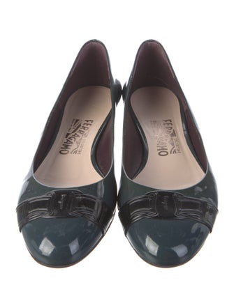 Salvatore Ferragamo Patent Leather Grosgrain Trim Flats