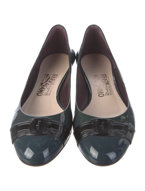 Salvatore Ferragamo Patent Leather Grosgrain Trim Flats