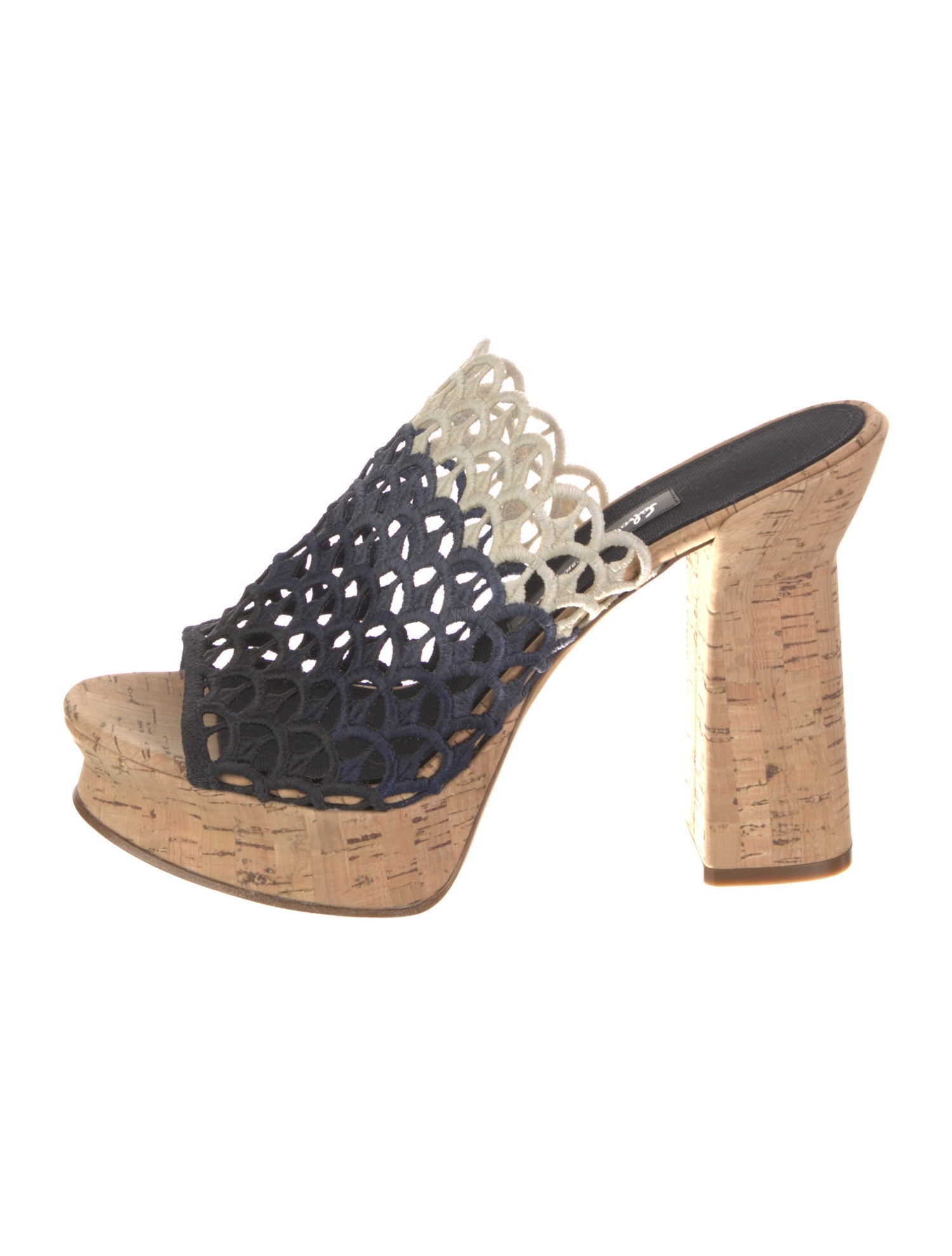 Salvatore Ferragamo Colorblock Pattern Embroidered Accent Slides