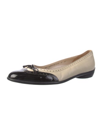 Salvatore Ferragamo Leather Lasercut Accents Ballet Flats