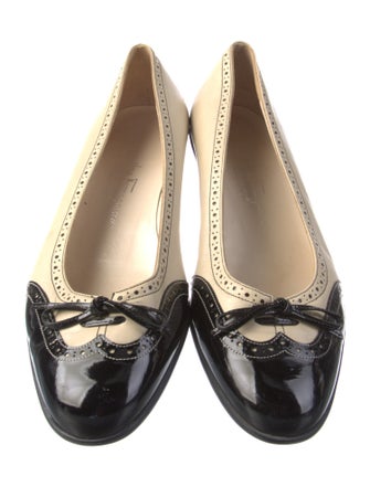 Salvatore Ferragamo Leather Lasercut Accents Ballet Flats