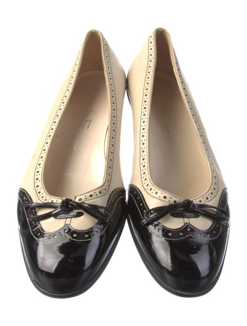 Salvatore Ferragamo Leather Lasercut Accents Ballet Flats