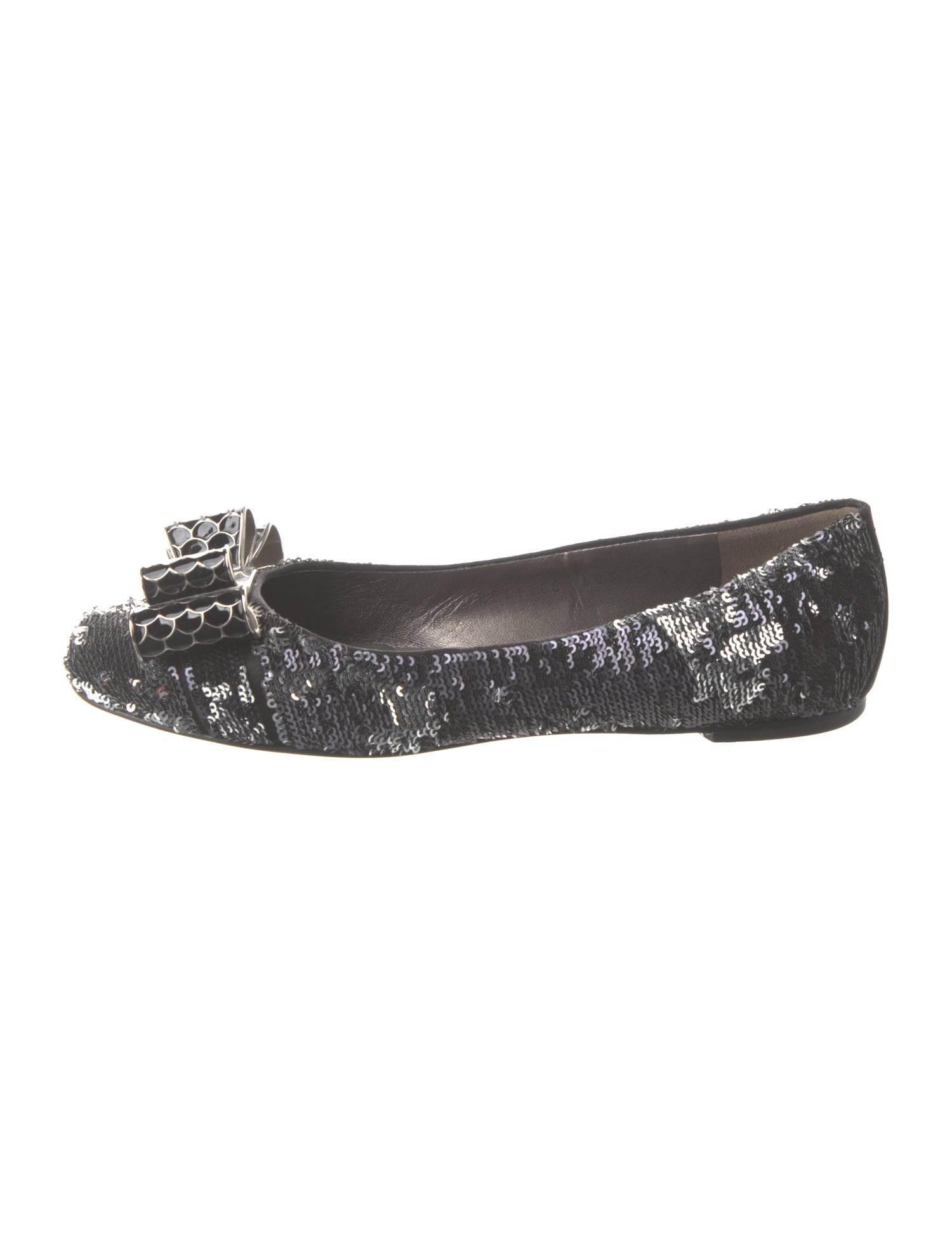 Salvatore Ferragamo Sequins Bow Accents Ballet Flats