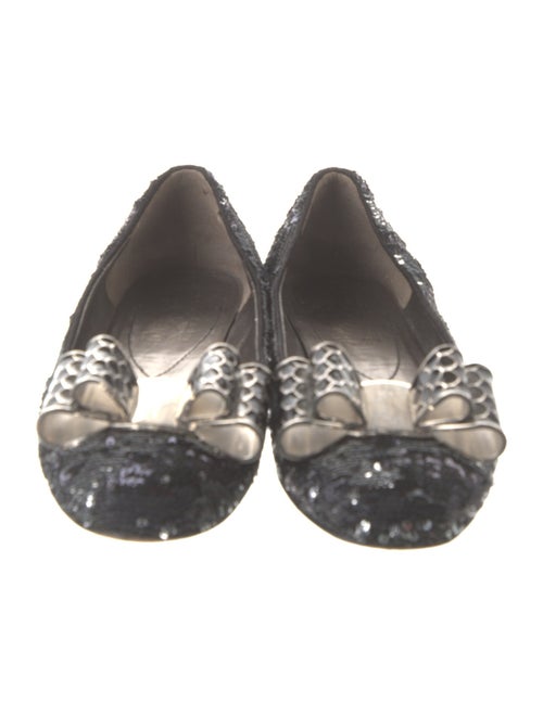 Salvatore Ferragamo Sequins Bow Accents Ballet Flats