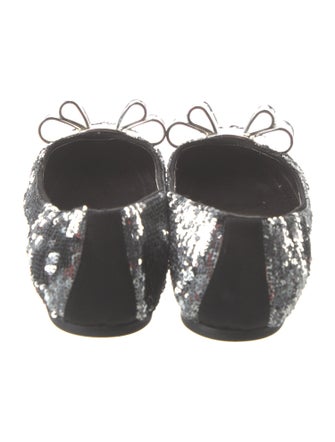 Salvatore Ferragamo Sequins Bow Accents Ballet Flats