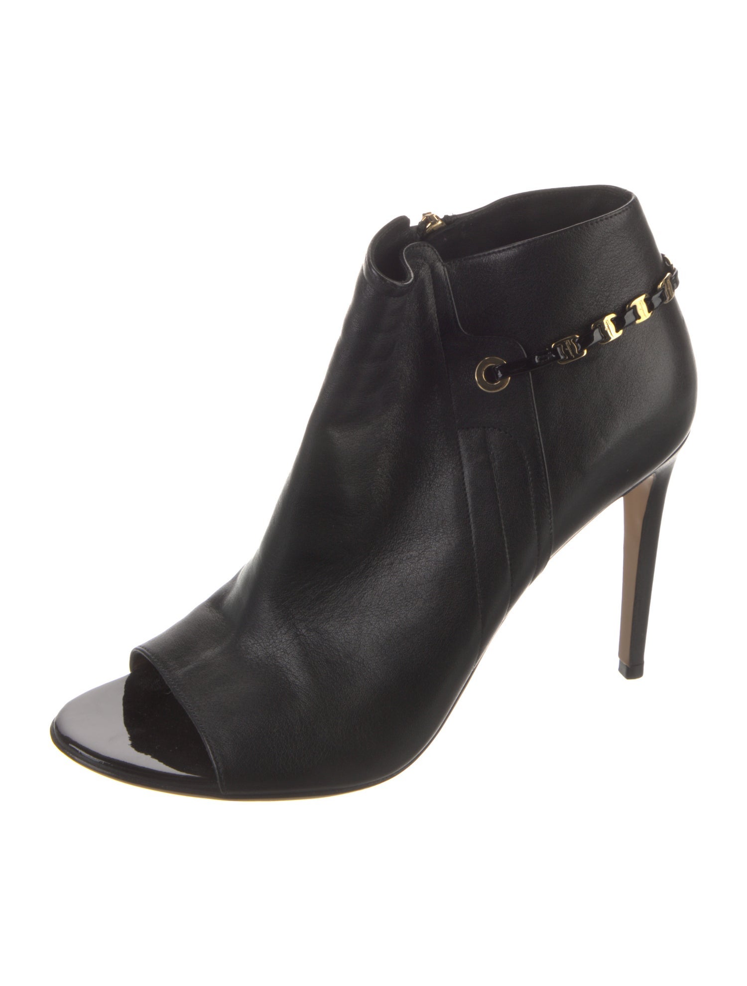 Salvatore Ferragamo Leather Chain-Link Accents Boots