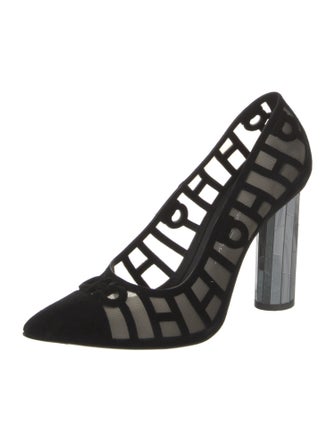 Salvatore Ferragamo Suede Mesh Accents Pumps