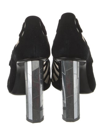 Salvatore Ferragamo Suede Mesh Accents Pumps