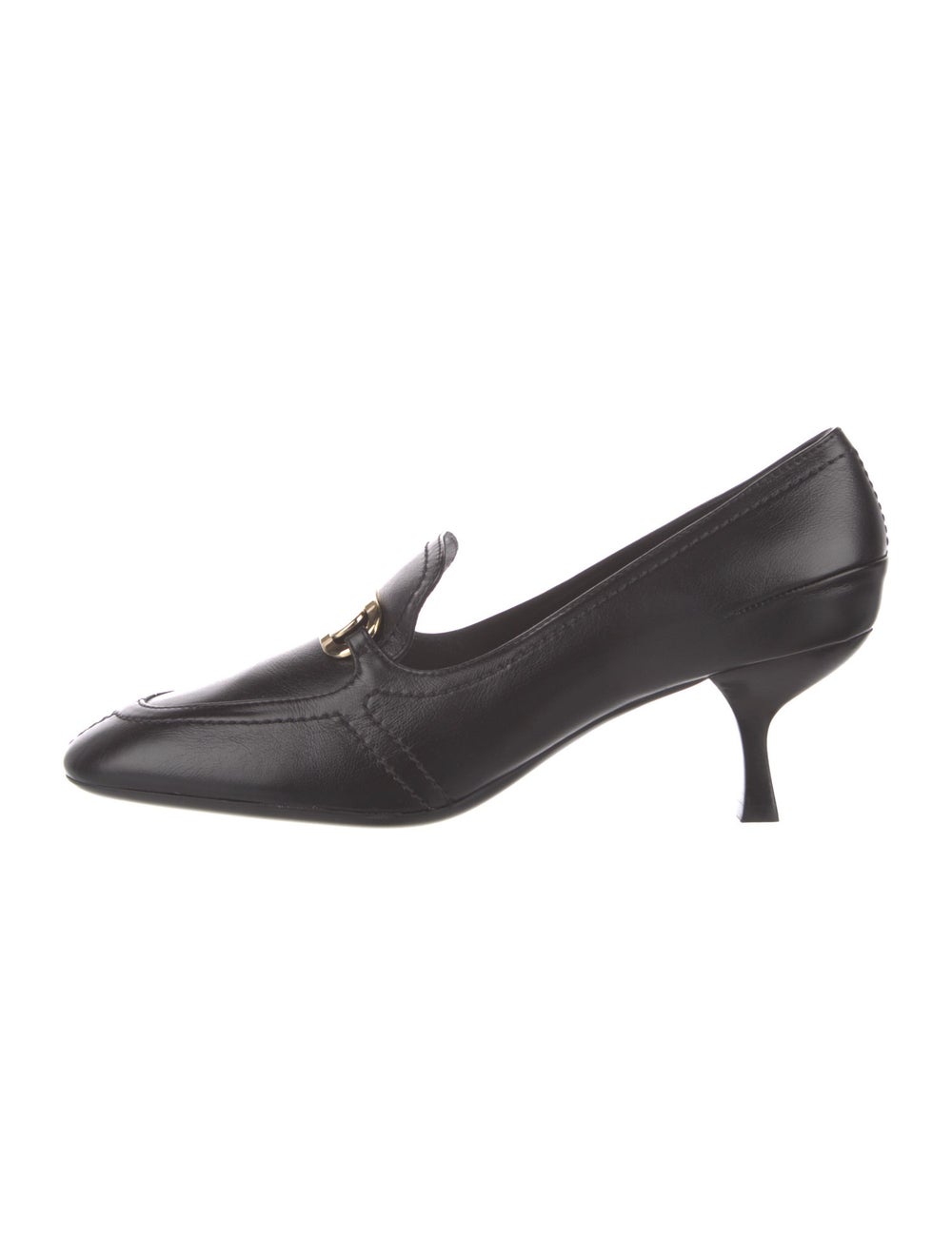 Salvatore Ferragamo Leather Pumps Black Gancini Logo Round-Toes