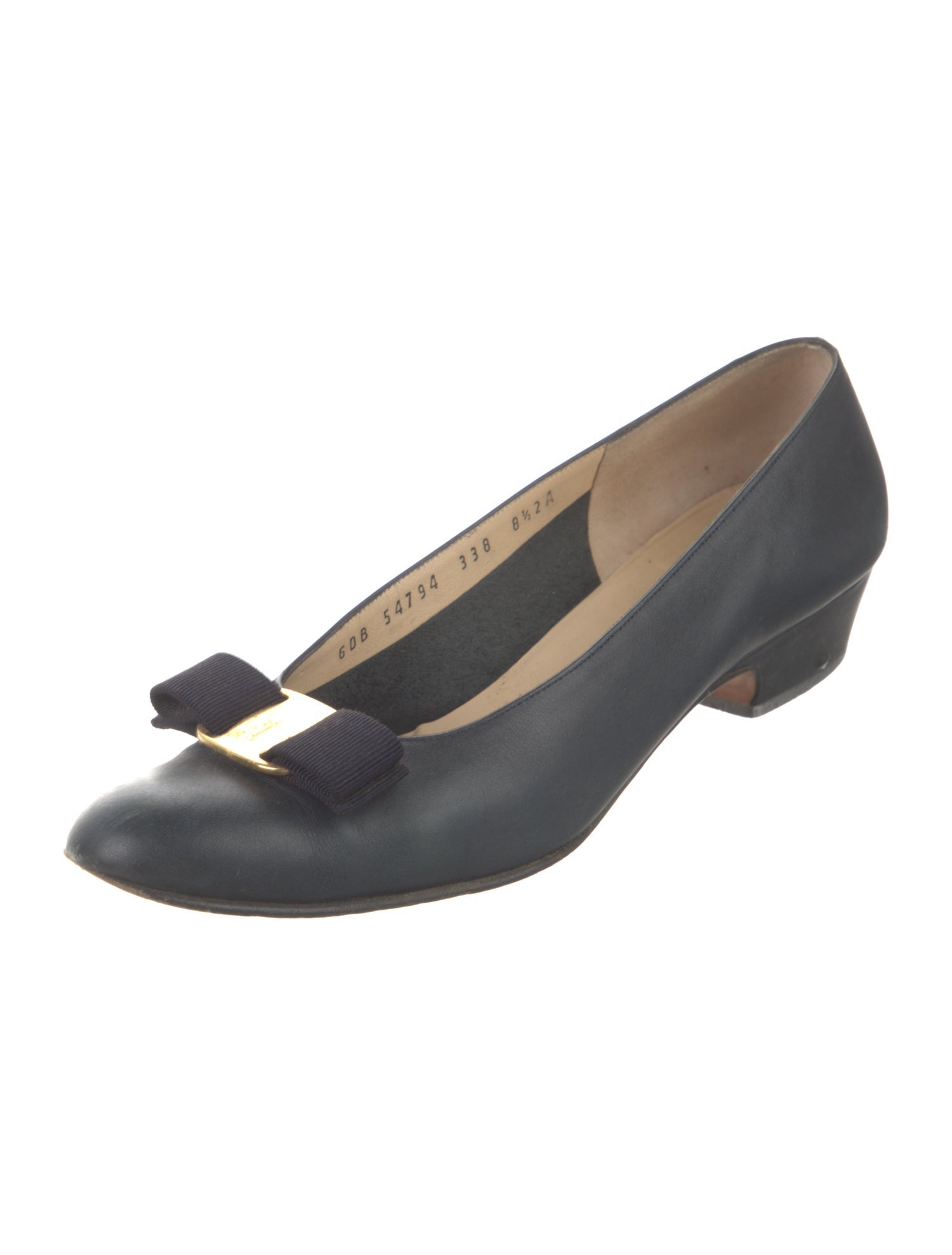 Salvatore Ferragamo Leather Bow Accents Pumps