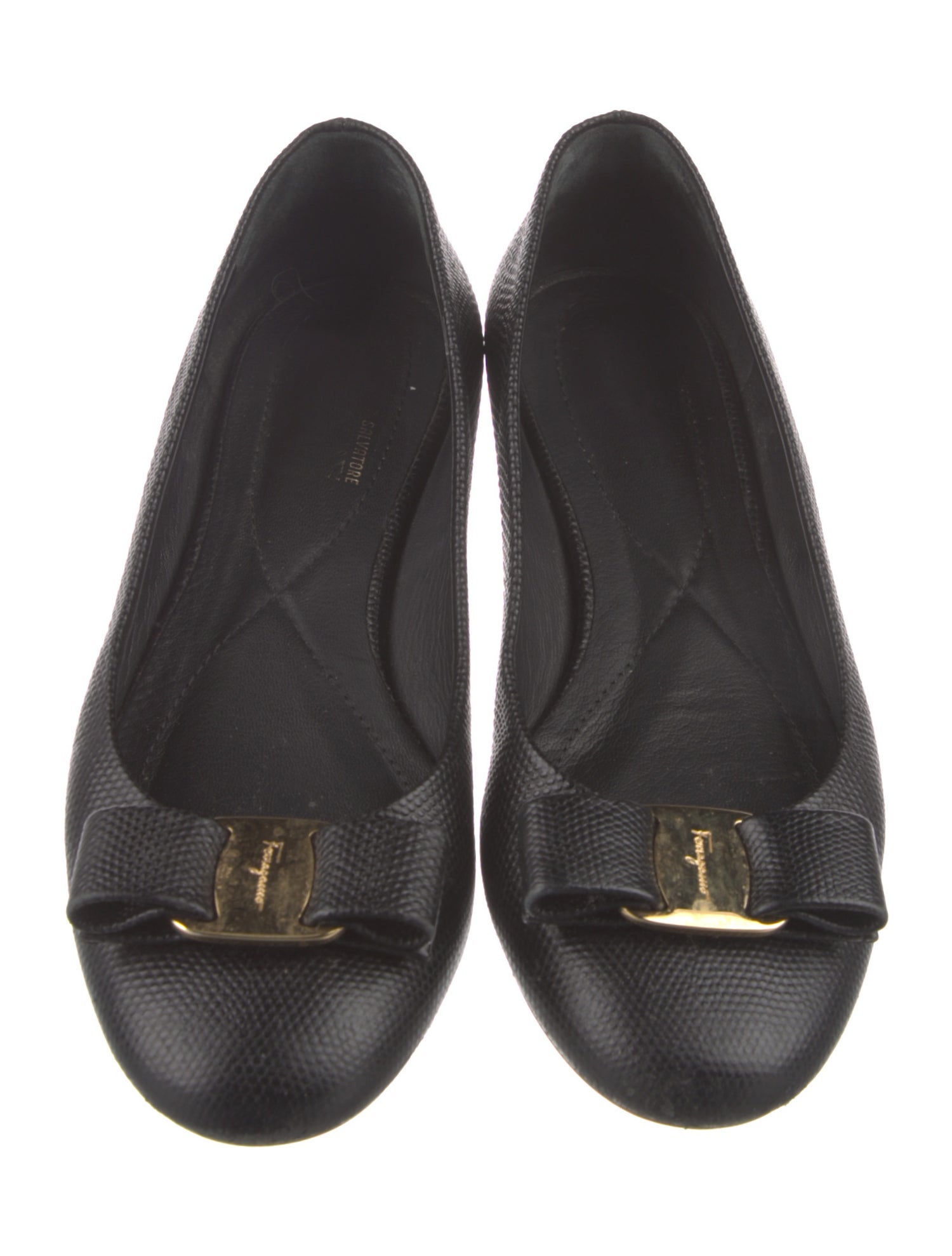 Salvatore Ferragamo Vara Bow Accent Leather Ballet Flats