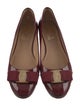 Salvatore Ferragamo Patent Leather Bow Accents Flats