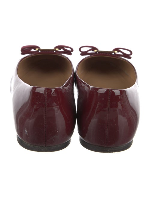 Salvatore Ferragamo Patent Leather Bow Accents Flats