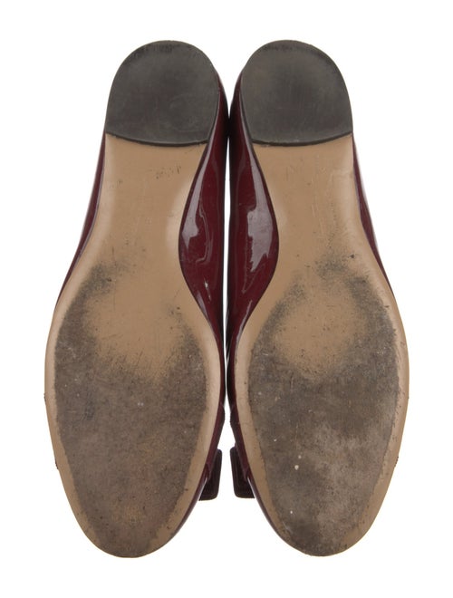 Salvatore Ferragamo Patent Leather Bow Accents Flats
