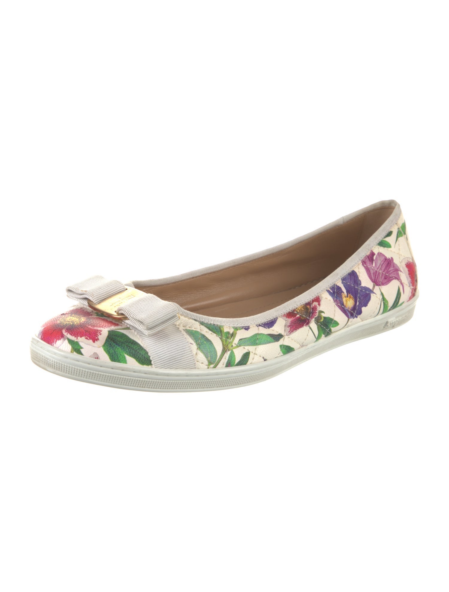 Salvatore Ferragamo Vara Bow Accent Leather Ballet Flats