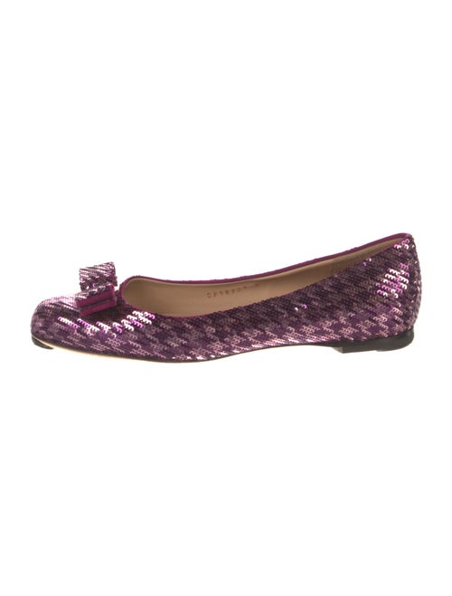 Salvatore Ferragamo Vara Bow Accent Sequins Ballet Flats