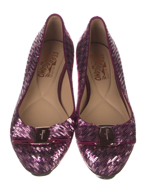 Salvatore Ferragamo Vara Bow Accent Sequins Ballet Flats