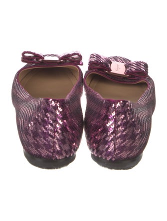 Salvatore Ferragamo Vara Bow Accent Sequins Ballet Flats