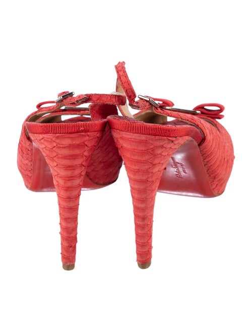 Salvatore Ferragamo Vara Bow Accent Snakeskin Slingback Sandals