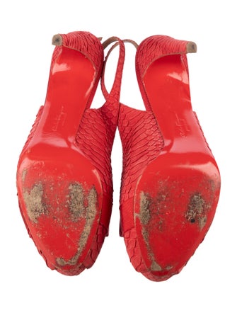 Salvatore Ferragamo Vara Bow Accent Snakeskin Slingback Sandals