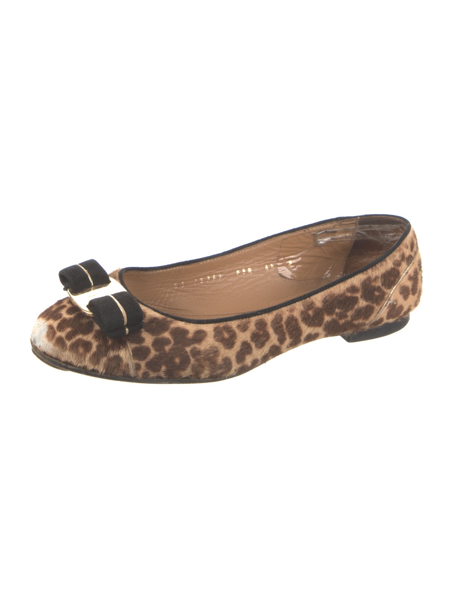 Salvatore Ferragamo Vara Bow Accent Ponyhair Flats