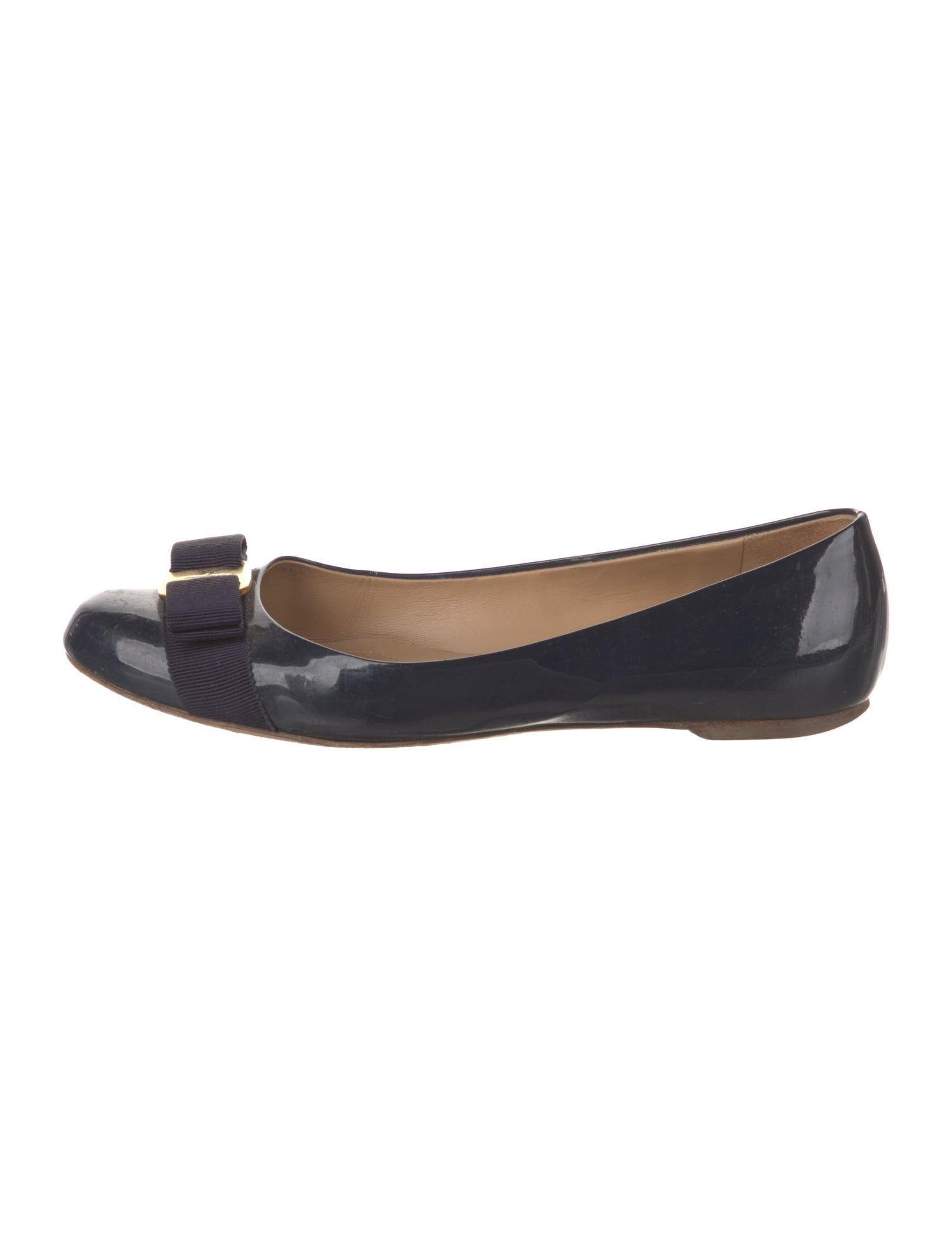 Salvatore Ferragamo Vara Bow Accent Patent Leather Ballet Flats