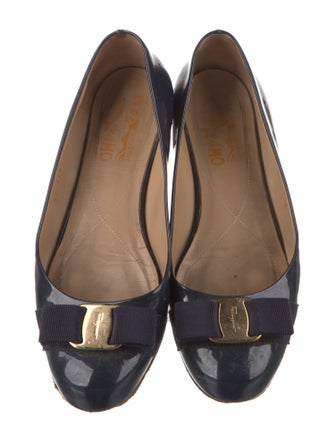 Salvatore Ferragamo Vara Bow Accent Patent Leather Ballet Flats