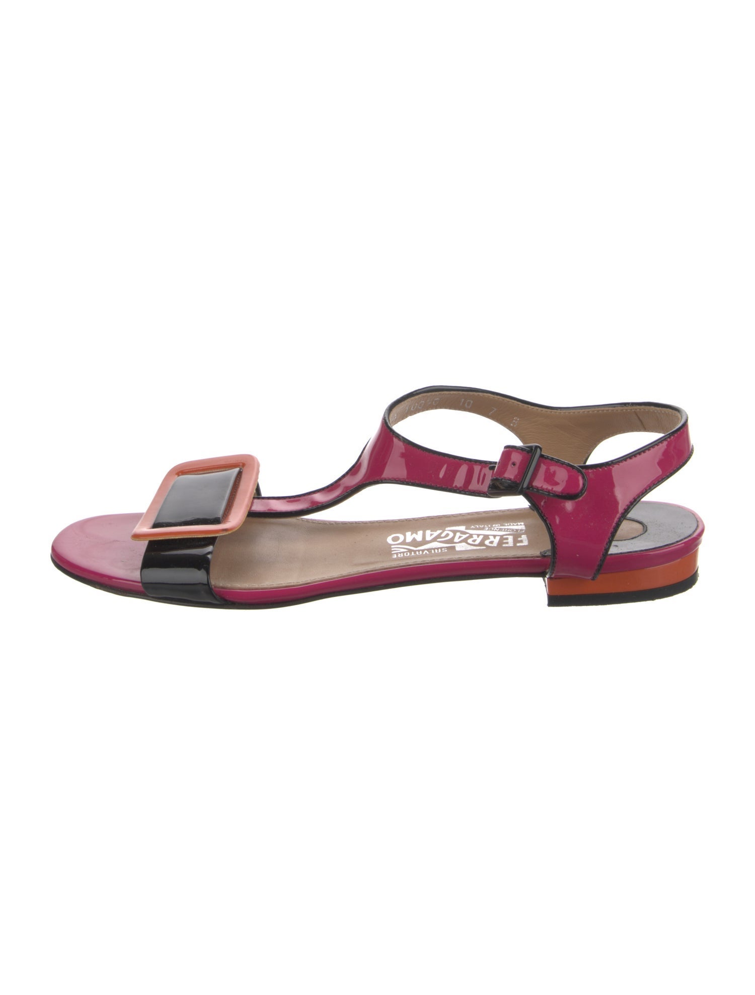 Salvatore Ferragamo Patent Leather T-Strap Sandals