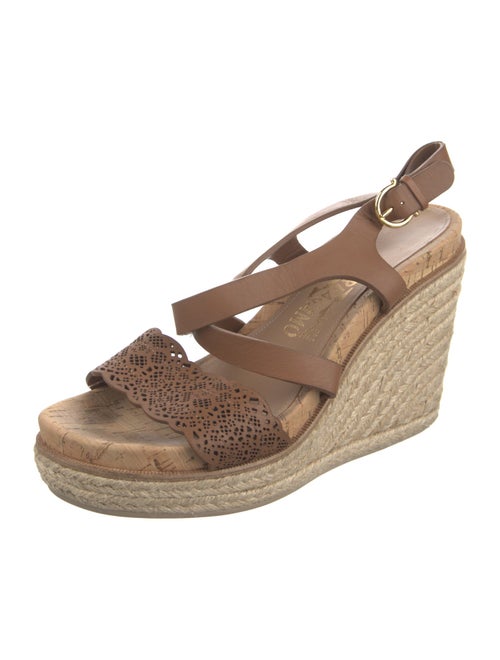 Salvatore Ferragamo Leather Lasercut Accents Espadrilles
